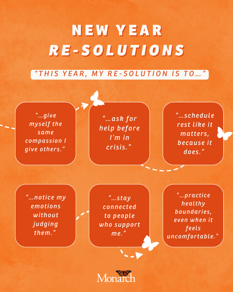New Year resolutions for mental health graphic