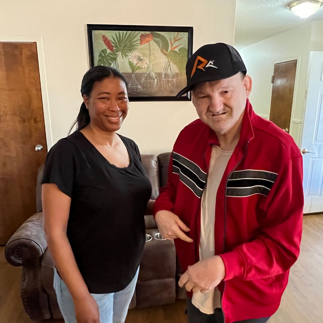 DSP Roshell Davis enjoys her time with Monarch’s Ansonville Home resident Robert.
