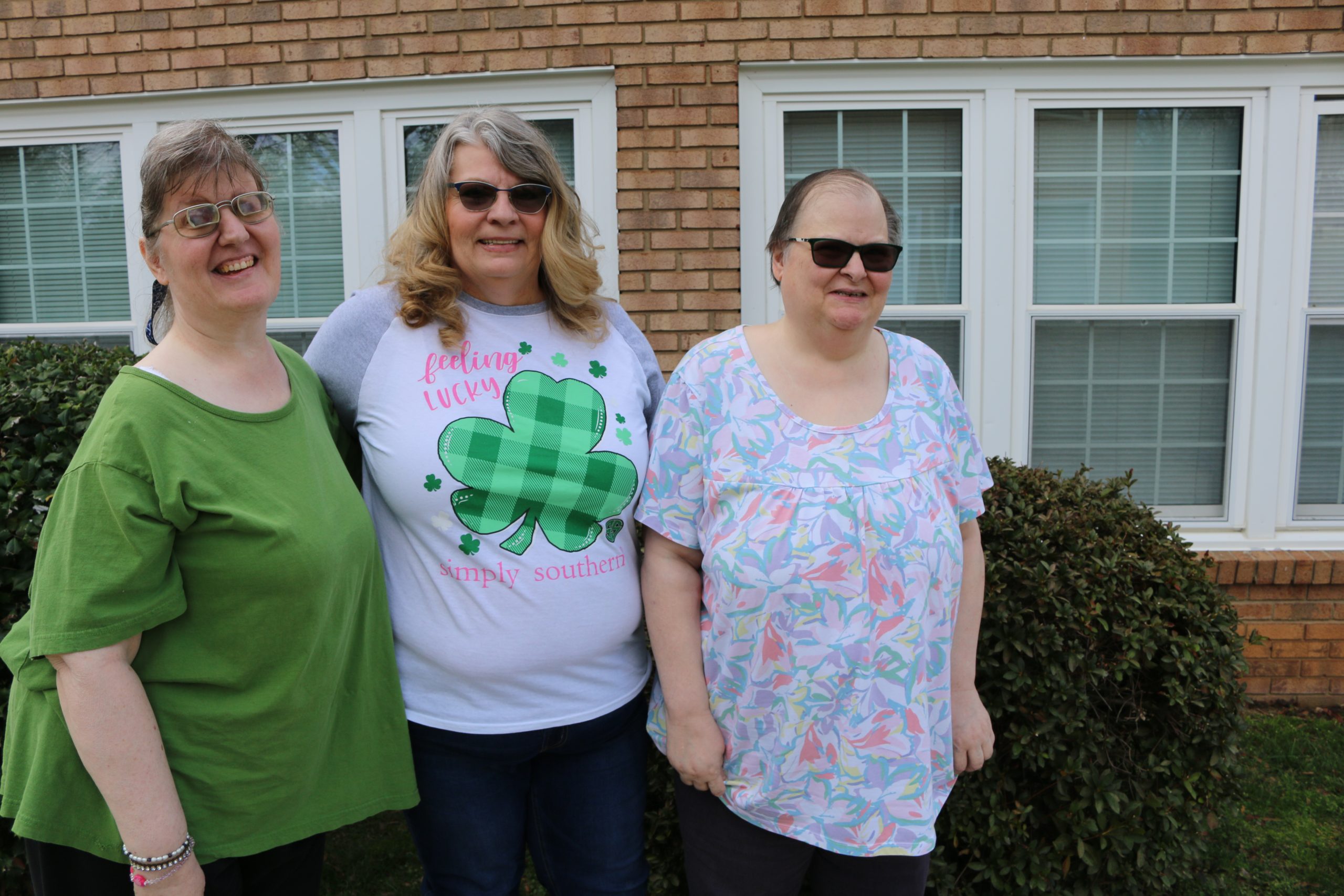 Wendy Pipkin, left, Community Specialist Susan Eudy, center, and Dotty Pipkin, right, enjoy a sunny North Carolina spring afternoon.